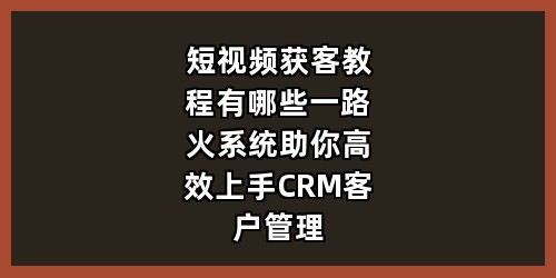 短视频获客教程有哪些？一路火系统助你高效上手 CRM 客户管理